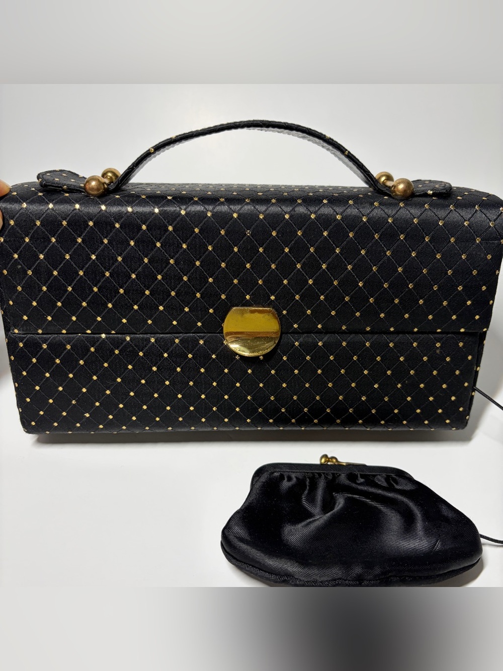 Rare 1950s Bobbie Jerome Satin Travel Vanity Cosmetic Carry-All Box Purse